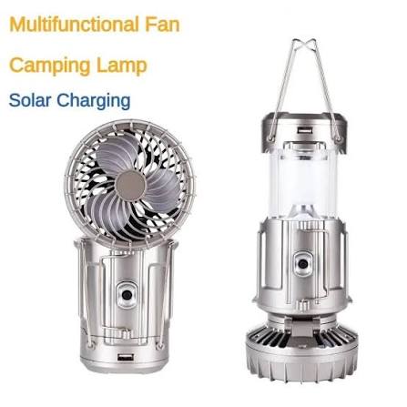 Portable Camping LED Light with Fan - Solar Rechargeable