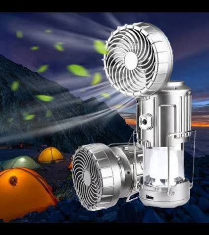 Portable Camping LED Light with Fan - Solar Rechargeable