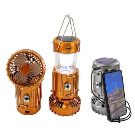 Portable Camping LED Light with Fan - Solar Rechargeable